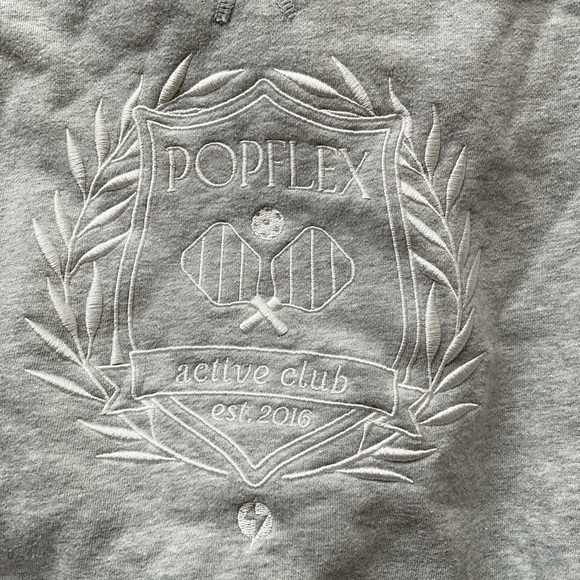 POPFLEX Sweaters - POPFLEX Gray Crewneck Sweatshirt with White Embroidered Crest